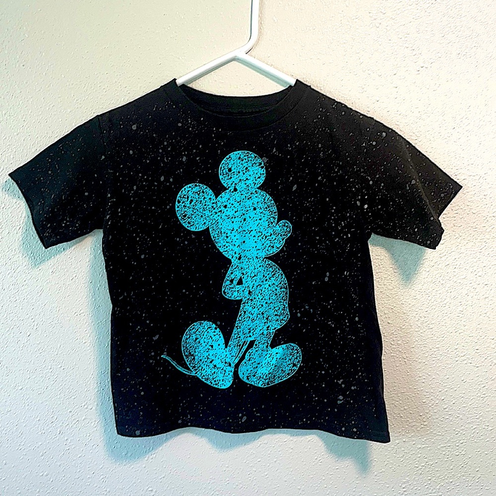 Disney youth 5/6 Mickey turquoise black tshirt